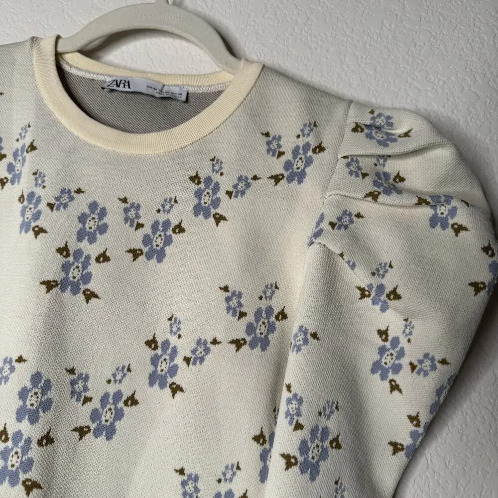 Zara Floral Knit Long‎ Sleeve Top